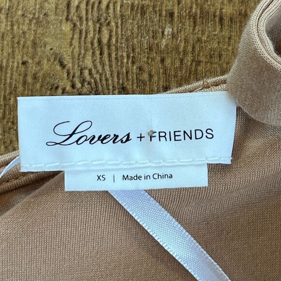 Lovers + Friends Meridith Nude Mini Bodycon Dress XS Side Tie Stretch - Picture 4 of 8